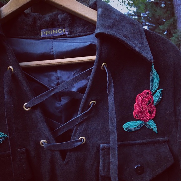Vintage Prince Suede Embroidered Western Style Fringe Cowboy Jacket - Picture 13 of 16